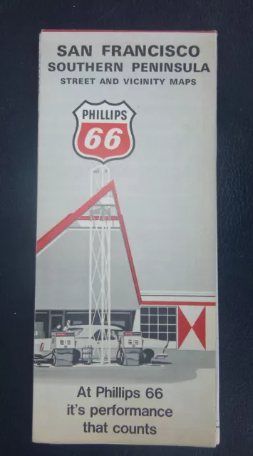 1971 San Francisco & South Peninsula street map Phillips 66 oil gas California