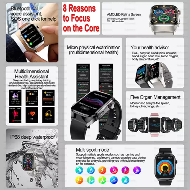 2025 NEW ECG Smart Watch Women BT Call Heart Rate Blood lipids Uric