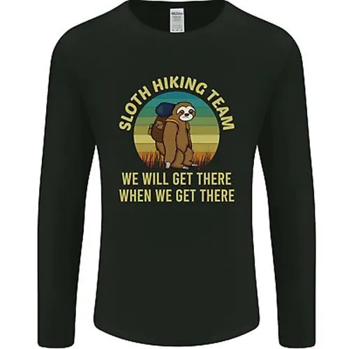 Sloth Hiking Team Funny Trekking Walking Mens Long Sleeve T-Shirt