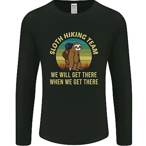 Sloth Hiking Team Funny Trekking Walking Mens Long Sleeve T-Shirt