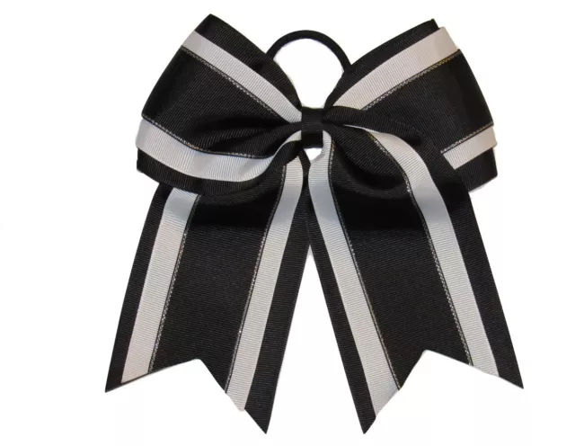 NEW "Black Glitz" Cheer Bow Pony Tail 3" Ribbon Girls Hair Bows Cheerleading