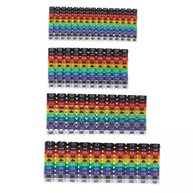 100x Cable Markers C-Type Marker Number Tag Label Colourful For Wire 1.5/2.5/4/6