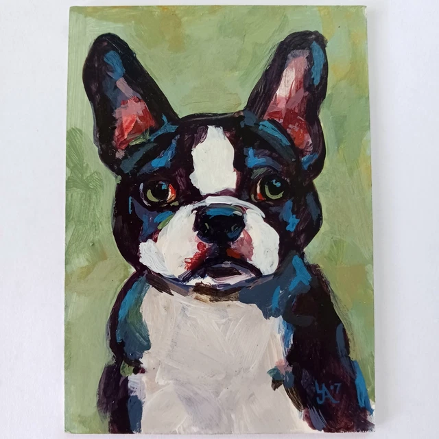 "Poor Cheeky Monkey" - DOG PAINTING- NOT PRINT-  French Bulldog Boston Terrier