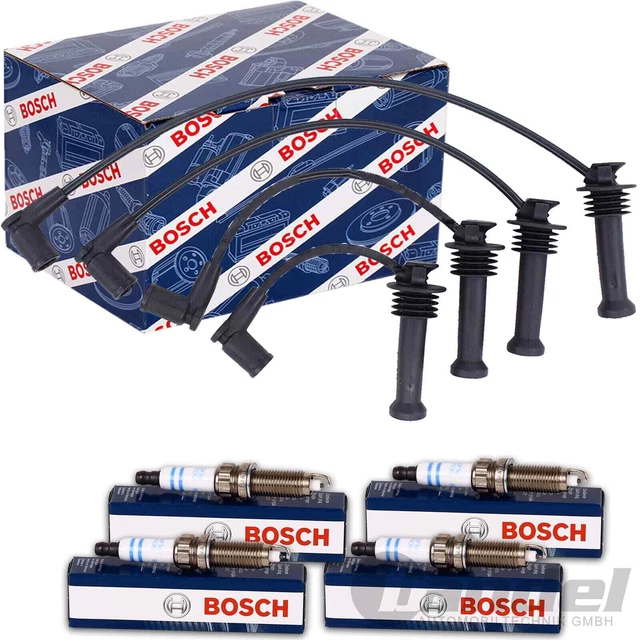 BOSCH Candele + Cavo Accensione Adatto A per Chevrolet Aveo/Kalos T200 T250 T255