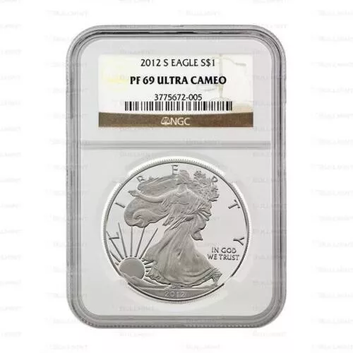 Neu 2012 S American Silver Eagle 1oz NGC PF69 Ultra Cameo bewertet plattensichere Münze