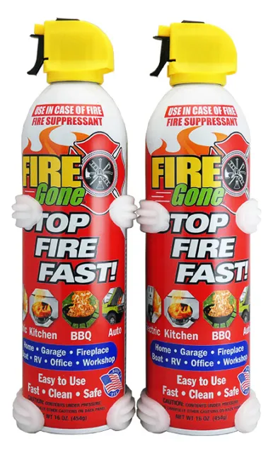 Max Professional 2-FG-7209 Fire Gone Suppressant 2-pack w/Brackets - Pack of 6