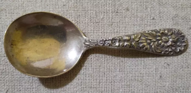 Vintage Sterling  Kirk & Son Floral Repousse Pattern Baby Spoon 20 Grams 3.75"