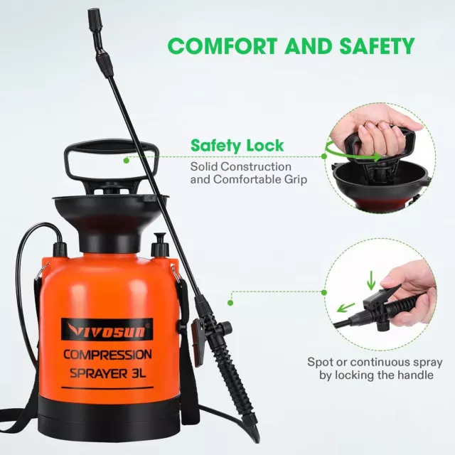 VIVOSUN Garden Pressure Sprayer Water Weed Sprayer Portable Adjustable Nozzels 2