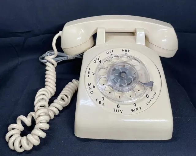 Vintage Rotelcom Rotery Dial Phone in Cream Color  RJ11 Connection