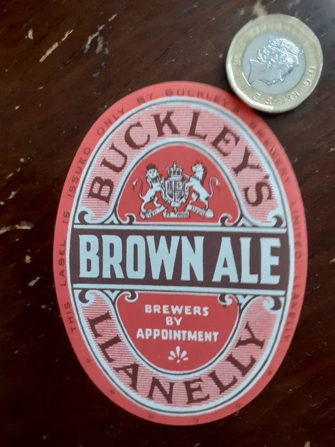 Altes britisches Bier-/Getränkeetikett: Buckleys Brown, Llanelli