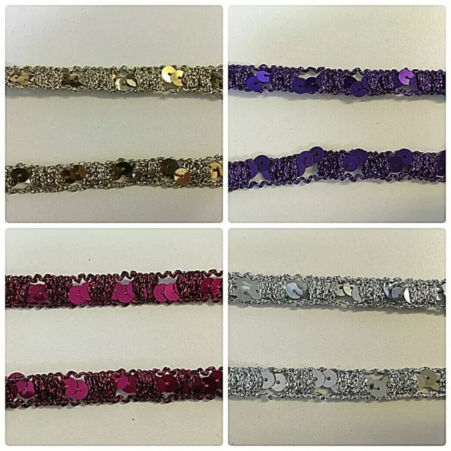 Tactile Gold Purple Pink Silver Sequin By The Metre