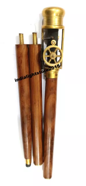 Nautical Brass Steam Engine Handle Wooden Walking Stick Brass  Canes