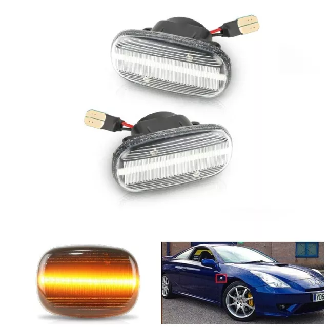 2 Clear Side Indicator LED Repeater Light For Toyota Celica Corolla  Supra Yaris