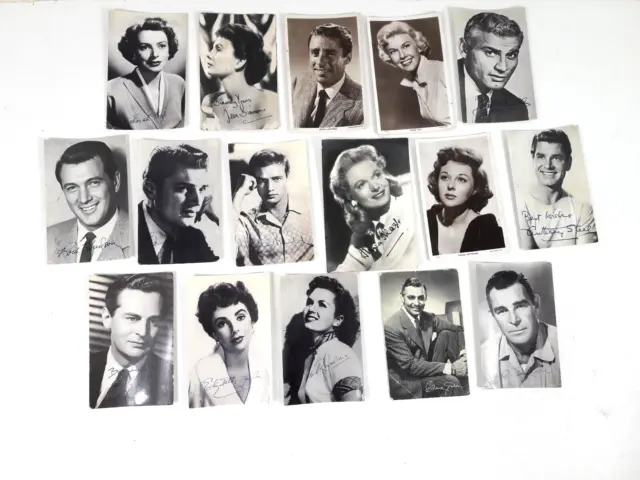 16 Movie Star Signed Photo Postcards inc Cary Grant Rock HudsonJean Simmons