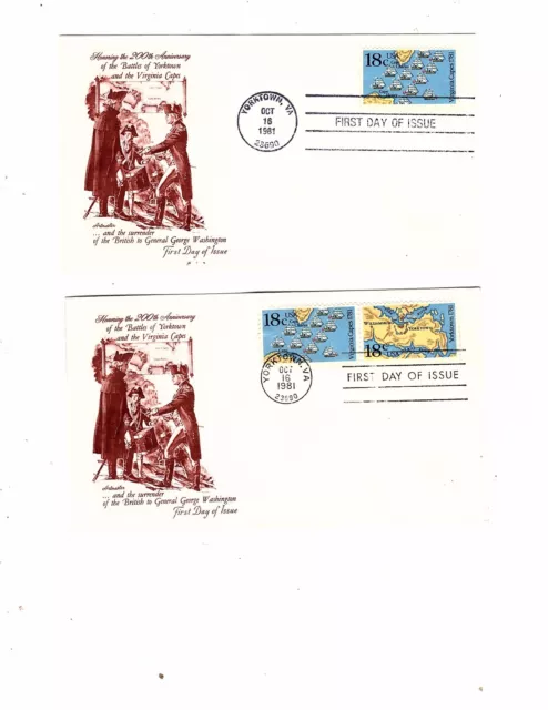 US stamp #1938a 18c BATTLE OF YORKTOWN VIRGINIA CAPES  41   FDC ARTMASTER g13