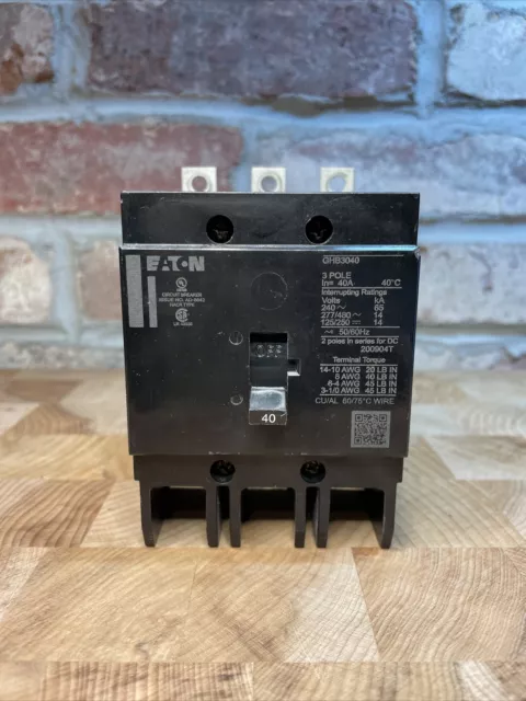 Eaton Cutler Hammer 3 Pole GHB3040 14kAIC @480V 40A 3 Phase Circuit Breaker