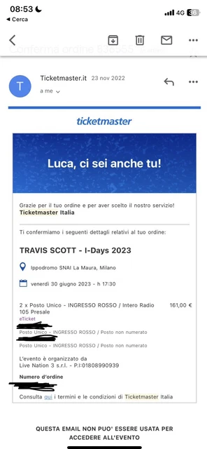 biglietti Concerto Travis scott Ippodromo snai milano 30/06/2023