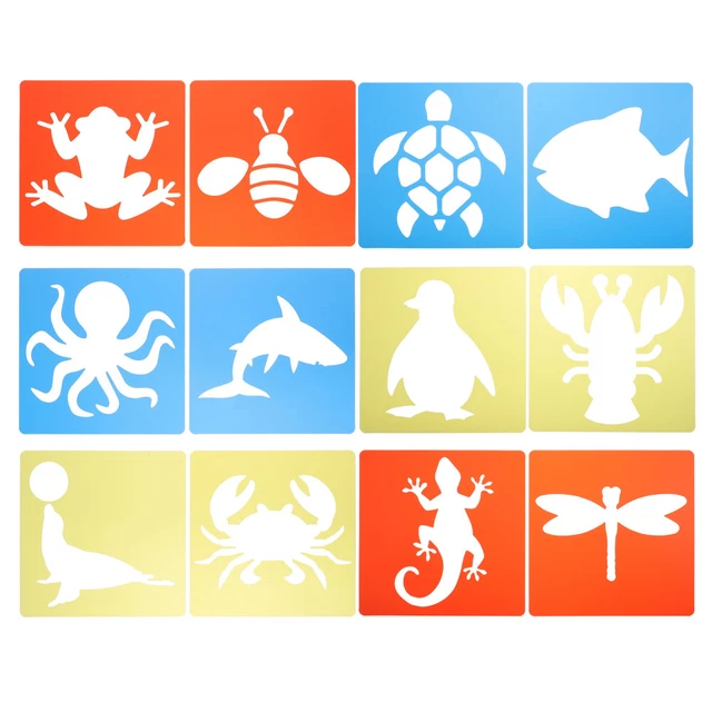 Lot De 4 Pochoirs Dessin Animaux Pour Enfants – Plastique Transparent, Règle 15 Cm – Modèles De Peinture, Fête, Activités Créatives - 3