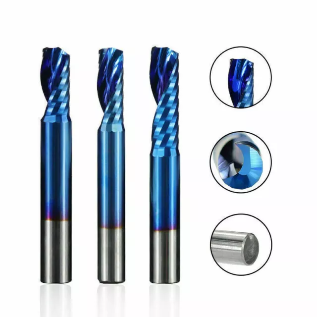 1/8 Shank Spiral End Mill Carbide Slot Drill Aluminum Cutting CNC Router Bit