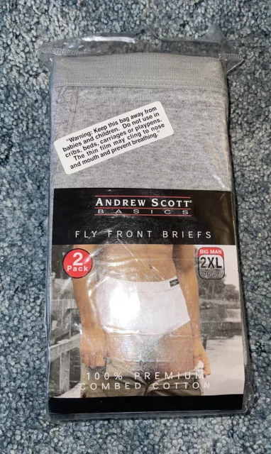 Lot 6 Andrew Scott Fly Front White Briefs Size XL, New, Read Description, 