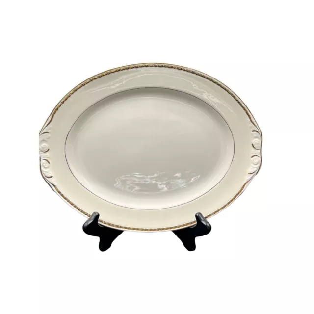 Homer Laughlin Eggshell Georgian Gold Trimmed Serving Platter Vintage J45H5