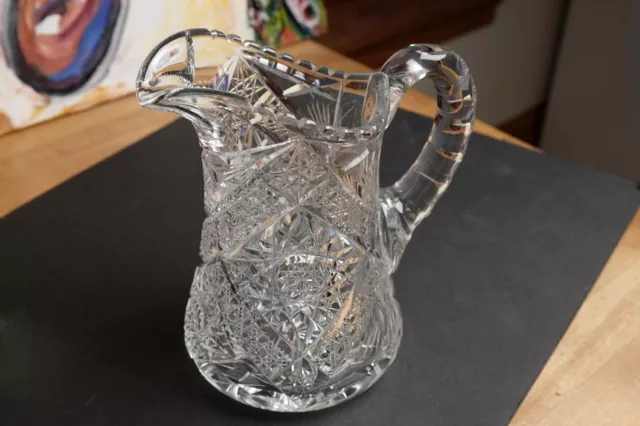 ABP American Brilliant Period Cut Glass Pitcher & 4 Matching Glasses/Tumblers