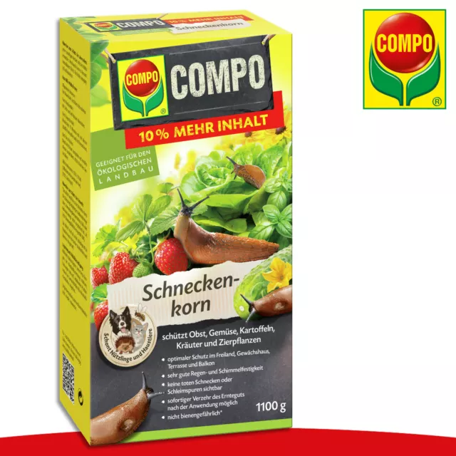 COMPO 1100 g Schneckenkorn Nacktschnecken Beet Schutz Gemüse Bio