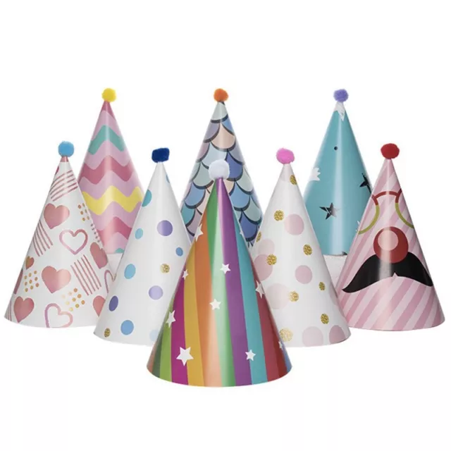 8Pcs Papier Feuille D'Or  Anniversaire FêTe CôNe Chapeaux pour Adulte6416