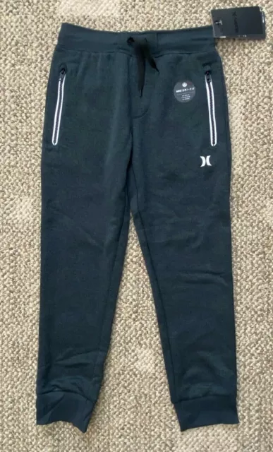 Youth Boys Sz 6 Hurley Nike Sweatpants Black Athletic Joggers Pants Zip Pockets