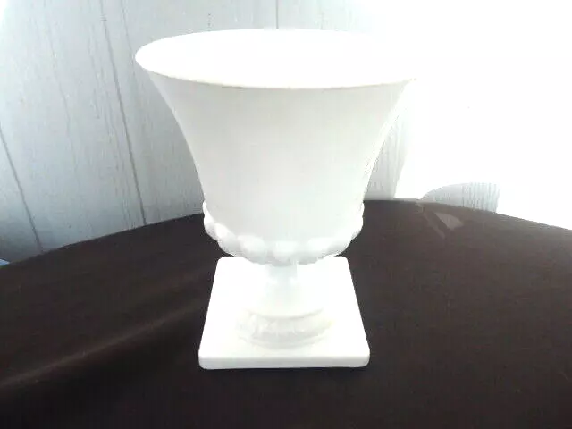 vintage fenton white  milk glass urn vase planter Grecian key