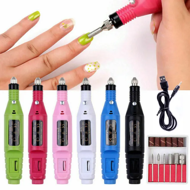 USB Electric Nail File Drill Portable Professional Manicure Pedicure Machine Set