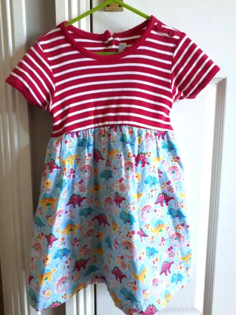 Girls Jojo Maman bebe 4-5 years rhubarb dinosaur pink stripe mix match dress