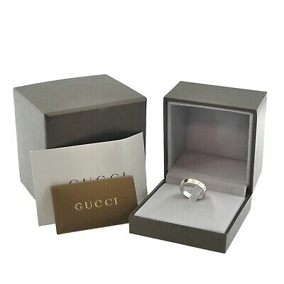Authentic GUCCI Icon Ring 18K White Gold US:5.75 #f60026