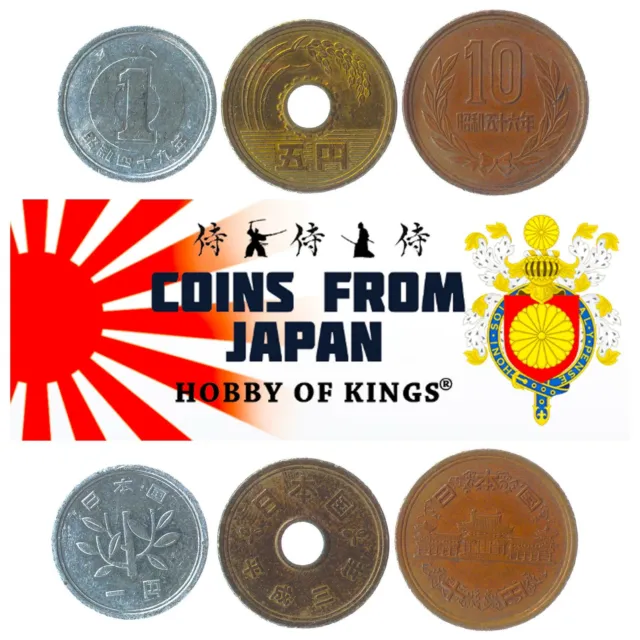 3 Different Coins From Japan Asian Money 1 - 10 Yen Old Collectible Currency