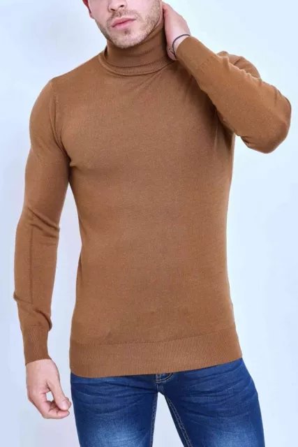 Maglione uomo invernale collo alto dolcevita maglioncino slim fit vintage da XL 2