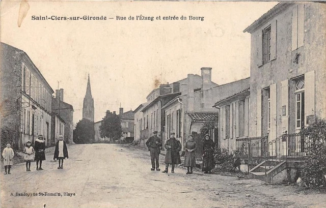 CPA 33 SAINT CIERS SUR GIRONDE RUE DE L'ETANG ET ENTREE DU BOURG (belle animatio