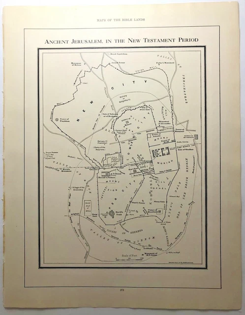 1937 Vintage NEW TESTAMENT JERUSALEM Atlas Map Authentic Antique Rand McNally