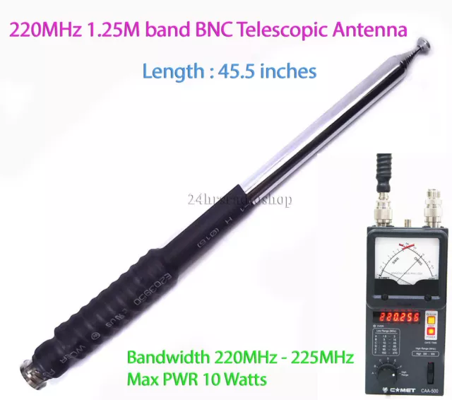 Antenna telescopica lunga 45,5 pollici BNC per radioamatori 1,25 M 220 MHz...