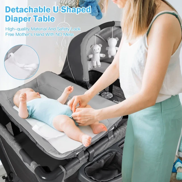 NNECW 4-IN-1 Baby Portacot with Carry Bag & Foldable Bassinet
