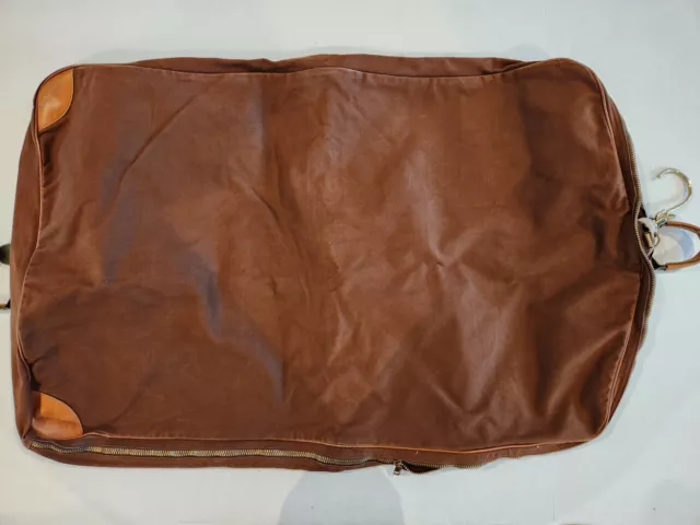 L.L. Bean Freeport Maine Vintage Garment Suit Travel Bag Canvas Leather Zip Hang