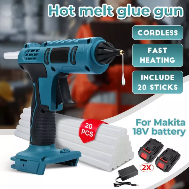 Cordless Operated Hot Melt Glue Gun w/20 Sticks For Makita With 0/1/2 Battery