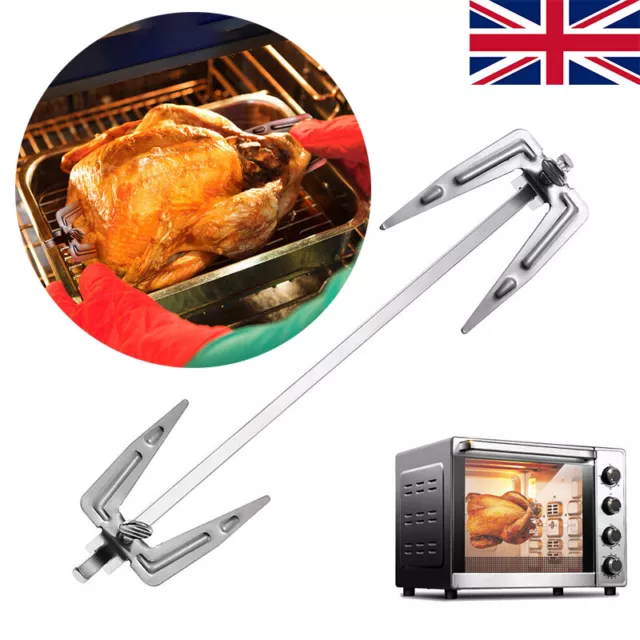 Chicken Roasting Rack Barbecue Rotisserie Spit Oven Air Fryer Fork Rotating UK