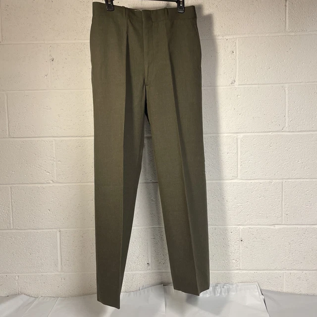 1970'S US Military Issue Poly/Wool Pants, Made in USA, Size 34x34 (Regular, equivalent to men's W33), Vintage polyester navy blue type Vintage Second Hand