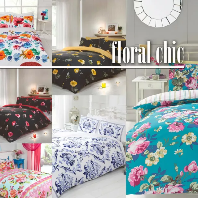 Floral Patchwork Shabby Chic Duvet Quilt Cover Bedding Set in 3 Sizes