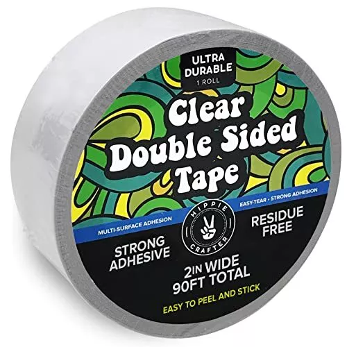 Double Sided Tape Heavy Duty, Two Sided Adhesive Tape Clear 0.6 Inch x 55  Yards