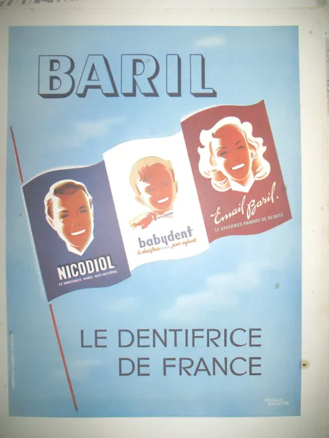 Publicite De Presse Baril Dentifrice De France Illustration Gilletta Ad 1949
