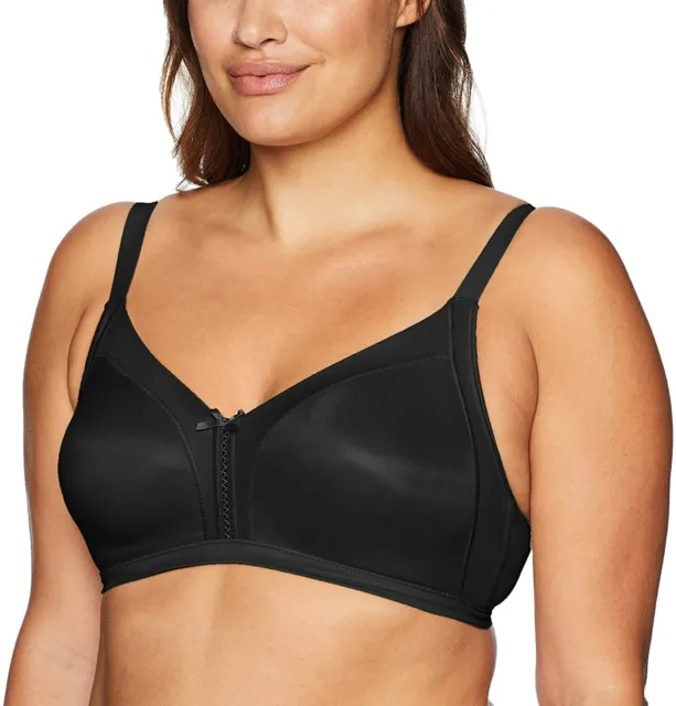 BALI Black Double Support Lace Wirefree Spa Closure Bra, US 34D