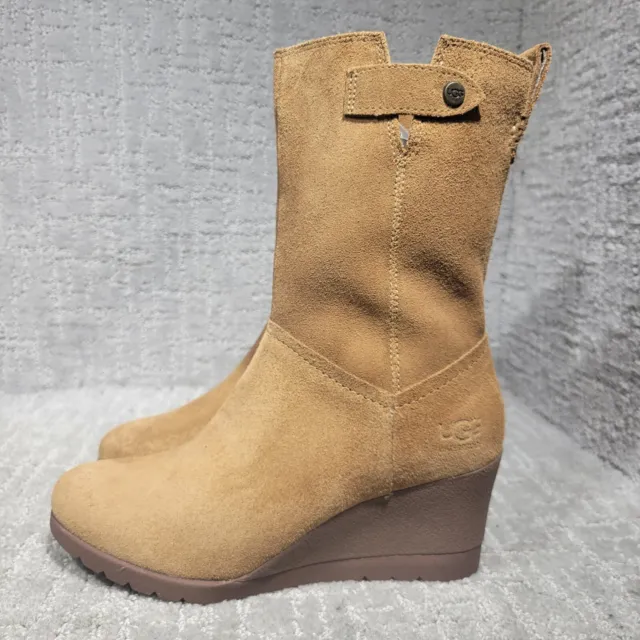 UGG Australia Potrero Women's Size 5.5 US Chestnut Suede Waterproof Wedge Boots