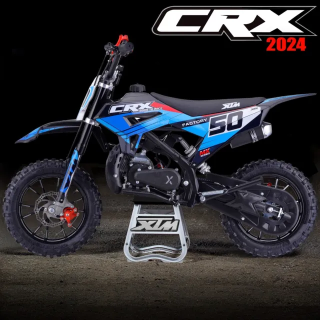 XTM CRX 2024 Kids 49cc 50cc Automatic Petrol 2-Stroke Mini Dirt Bike Black Blue