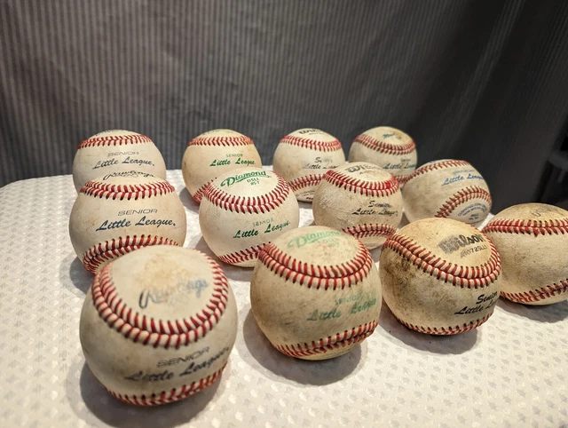 12 Used Baseballs, lot,Senior Little League, game balls, Rawlings BP balls 12 Used Baseballs, lot,Senior Little League, game balls, Rawlings BP balls